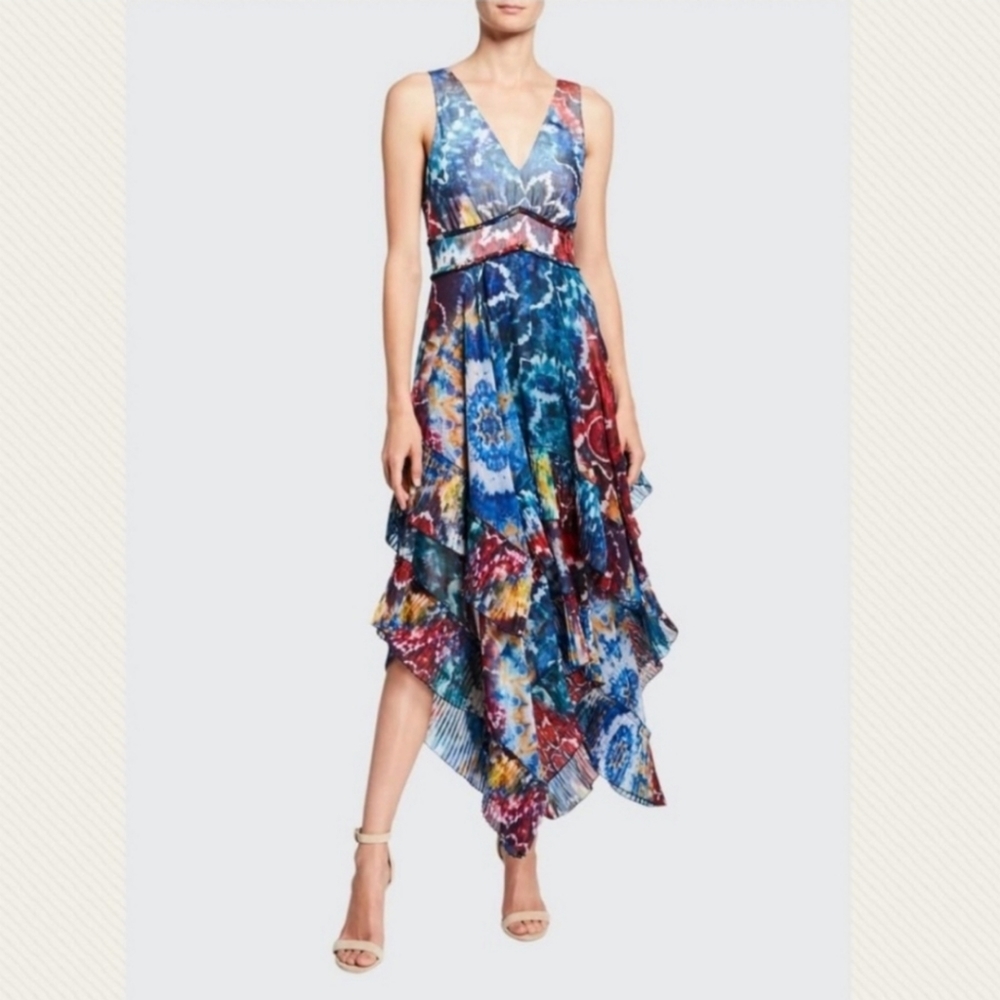 Alice + Olivia BoHo Tie Dye Multi-Tier Hankerchief Dress Size 4